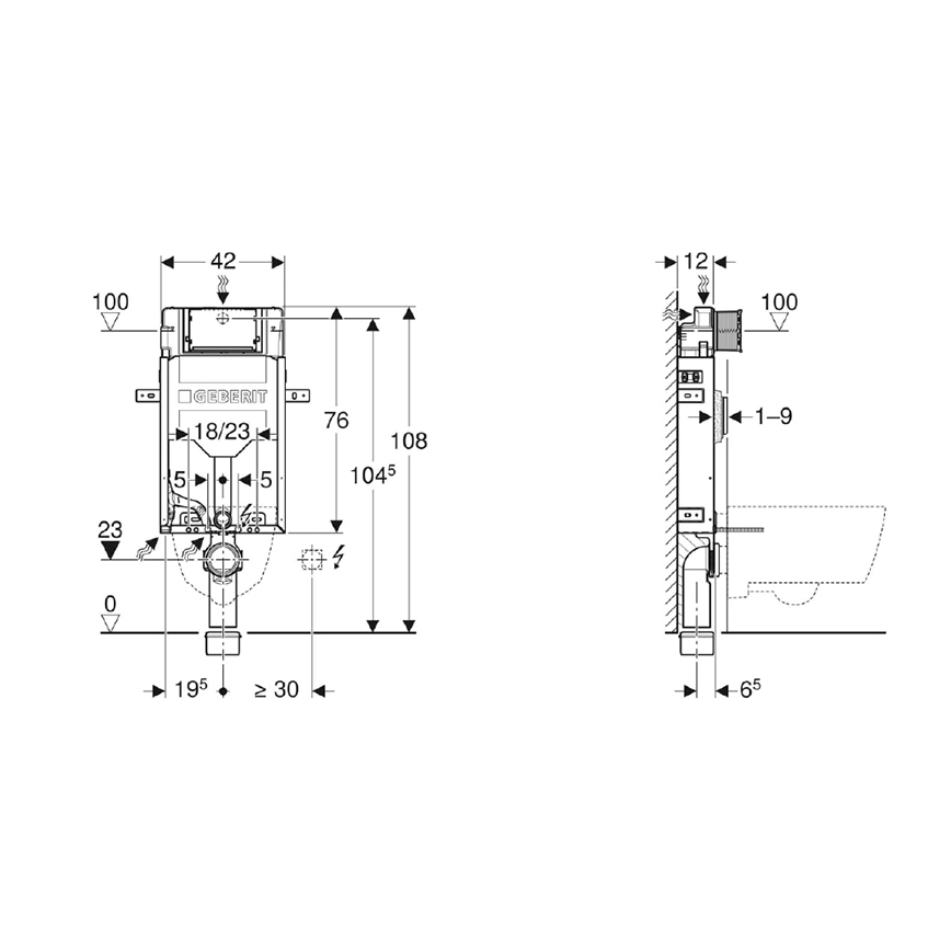 Geberit 110.302.00.5 - Potinkinis modulis pakabinamo WC Kombifix 108 cm