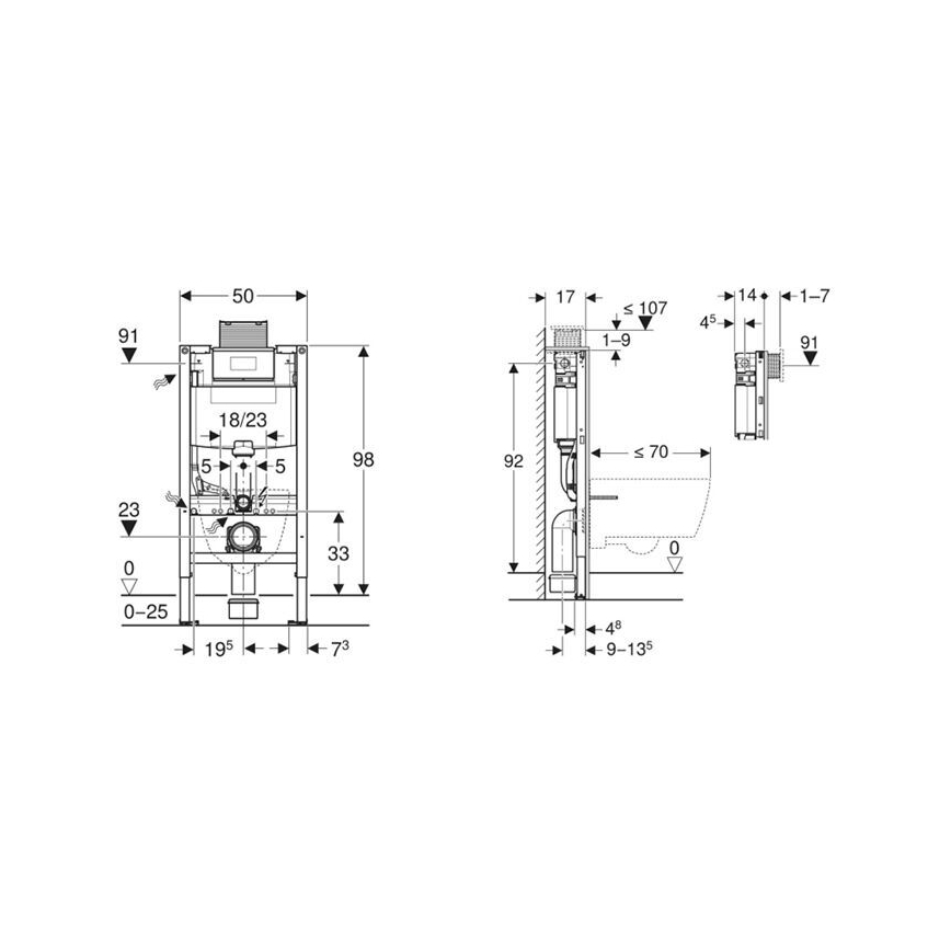 Geberit 111.030.00.2 - įmontuojamas Duofix rėmas pakabinamam klozetui, 98 cm
