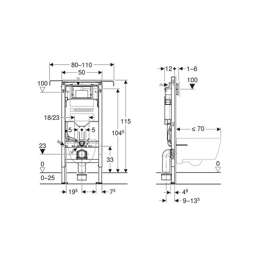 Geberit 111.355.00.6 - Įmontuojamas modulis pakabinamo WC Duofix 115 cm