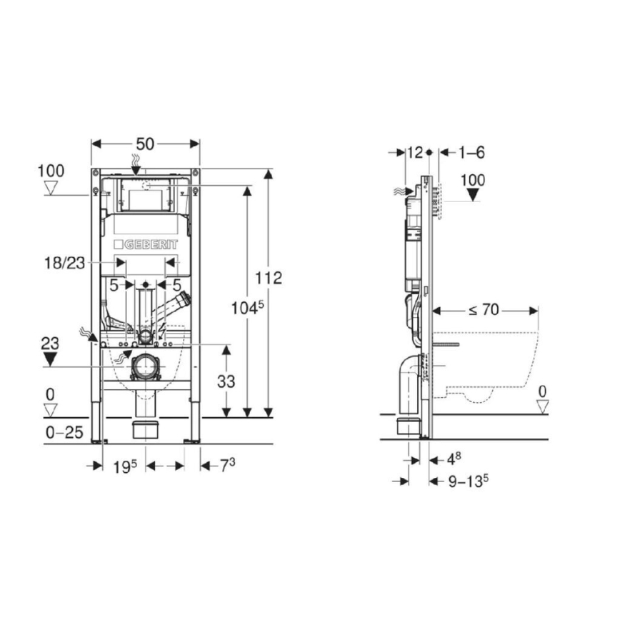 Geberit 111.364.00.6 - Potinkinis modulis pakabinamam klozetui Duofix 112 cm