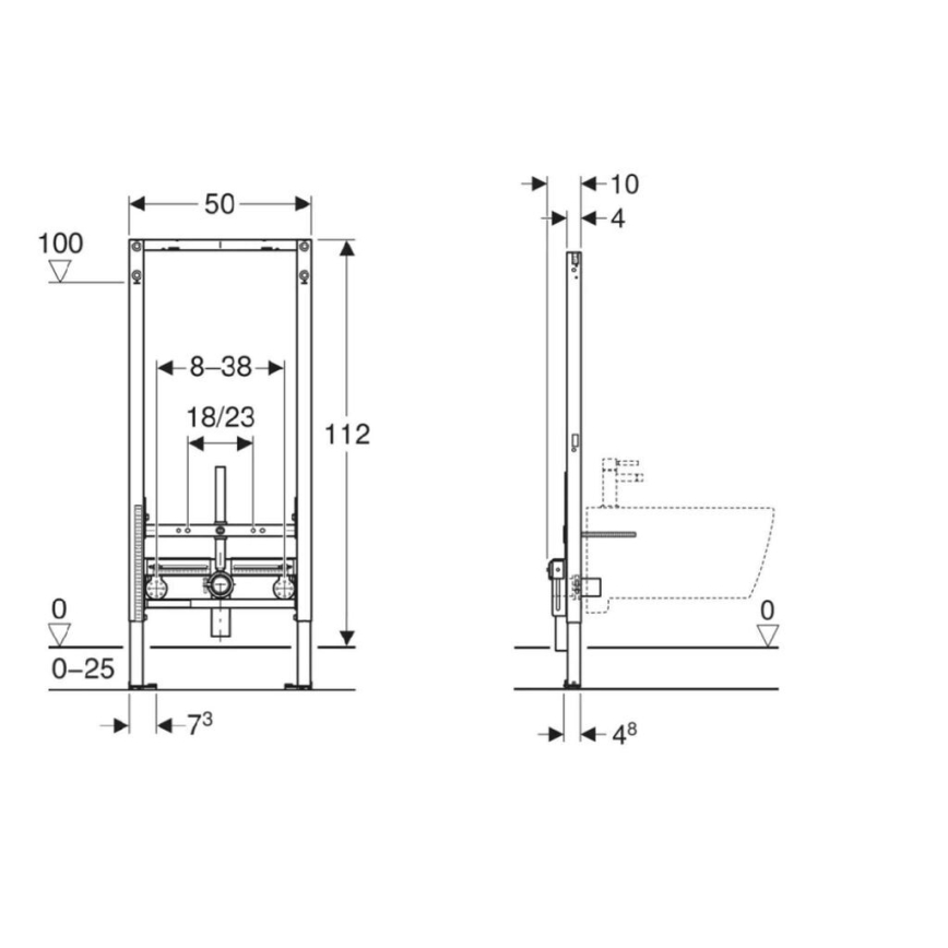 Geberit 111.510.00.2 - Potinkinis Duofix montavimo modulis bidėi, 112 cm