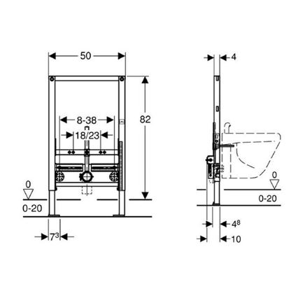 Geberit 111.515.00.1 - Duofix įmontuojamas modulis bidetui, 82 cm