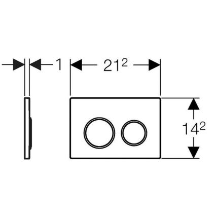 Geberit 115.085.KH.1 - Nuleidimo mygtukas Omega20 21,2x14,2 cm blizgus chromas/matinis chromas