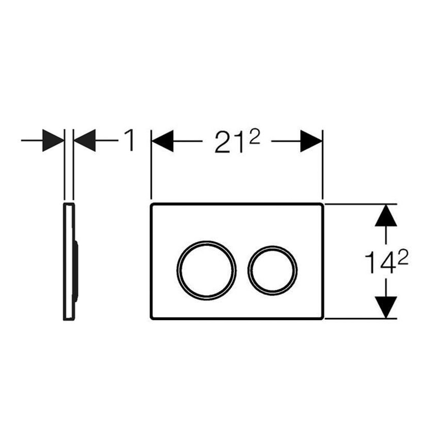 Geberit 115.085.KH.1 - Nuleidimo mygtukas Omega20 21,2x14,2 cm blizgus chromas/matinis chromas