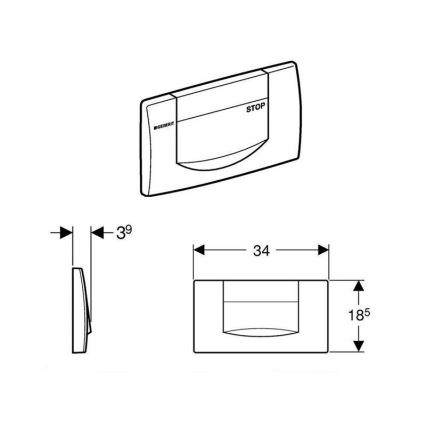 Geberit 115.222.11.1 - Nuleidimo mygtukas 200F 34x18,5 alpių baltas