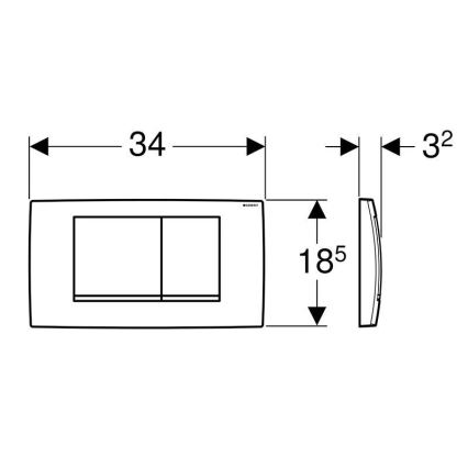 Geberit 115.899.KJ.1 - Nuleidimo mygtukas Twinline30 34x18,5 cm balta/blizgus chromas