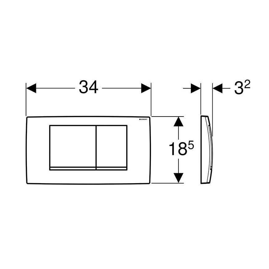 Geberit 115.899.KJ.1 - Nuleidimo mygtukas Twinline30 34x18,5 cm balta/blizgus chromas