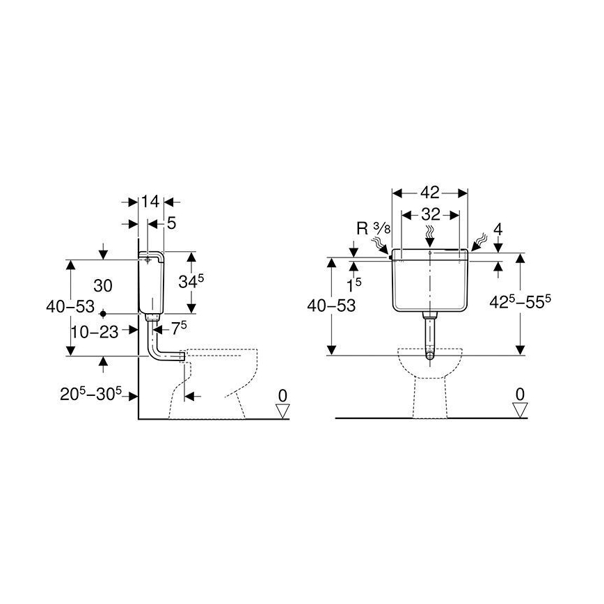 Geberit 136.230.11.1 - nuleidimo bakelis AP112 6/9 l alpių baltos spalvos