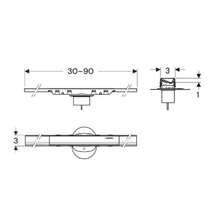 Geberit 154.446.QC.2 - Nuotekų latakas CleanLine 90x3 cm antracitas