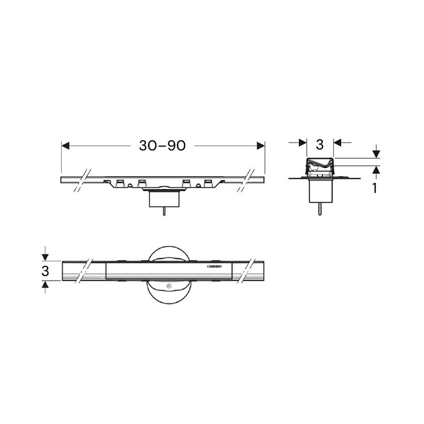 Geberit 154.446.QC.2 - Nuotekų latakas CleanLine 90x3 cm antracitas