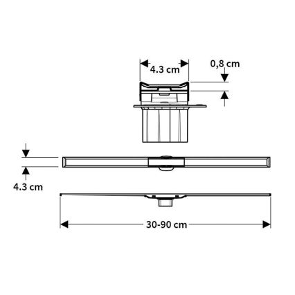 Geberit 154.453.KS.1 - Nuotekų latakas CleanLine 90x0,8 cm nerūdijančio plieno