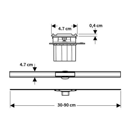 Geberit 154.458.00.1 - nuotekų latakas CleanLine 90 x 4,7 cm, nerūdijančio plieno