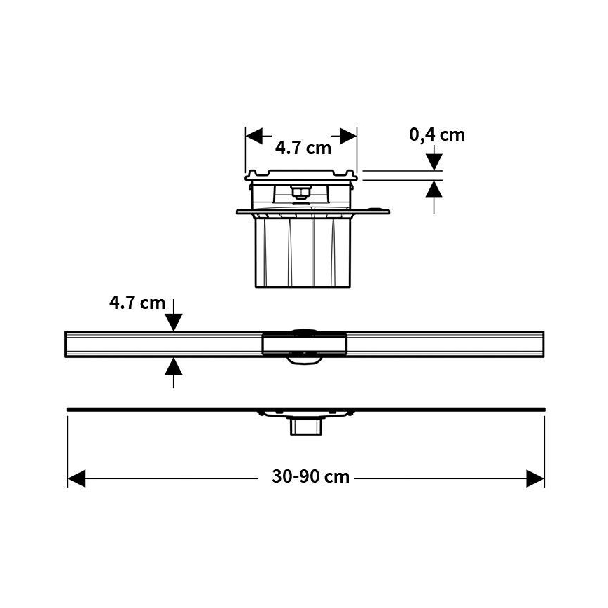 Geberit 154.458.00.1 - nuotekų latakas CleanLine 90 x 4,7 cm, nerūdijančio plieno