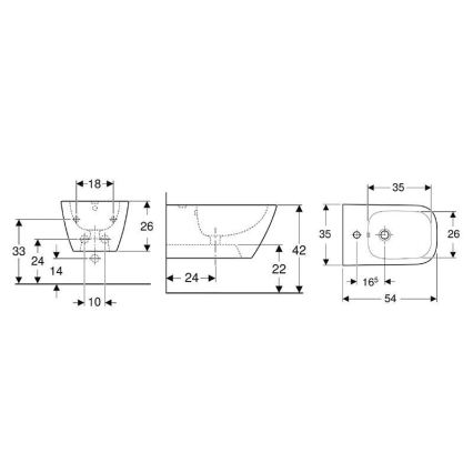 Geberit 500.209.01.1 - Pakabinamas bidė Smyle Square keramika/balta