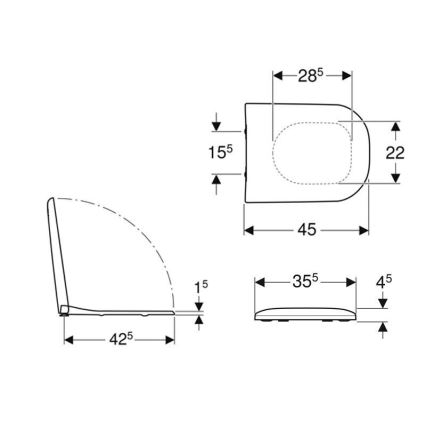 Geberit 500.235.01.1 - Smyle tualeto sėdynė, duroplastas, balta