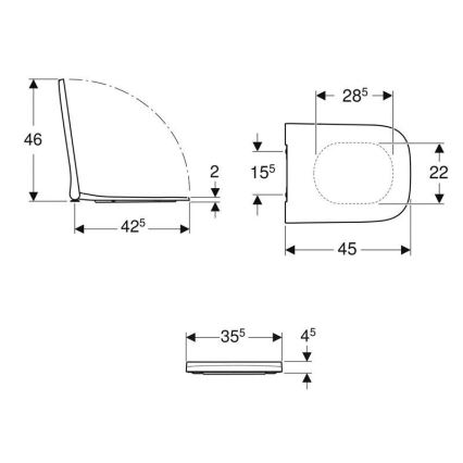 Geberit 500.237.01.1 - Tualeto sėdynė SoftClose Smyle Square duroplastas/balta