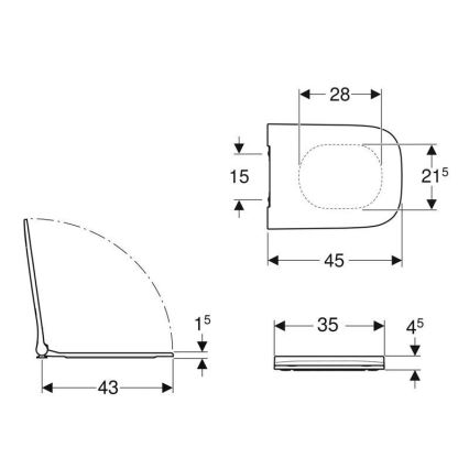 Geberit 500.239.01.1 - Tualeto sėdynė Smyle Square duroplastas/balta
