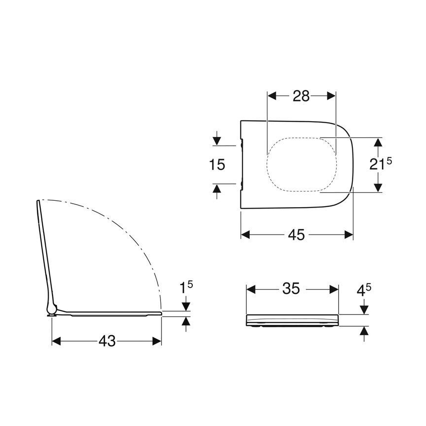Geberit 500.239.01.1 - Tualeto sėdynė Smyle Square duroplastas/balta
