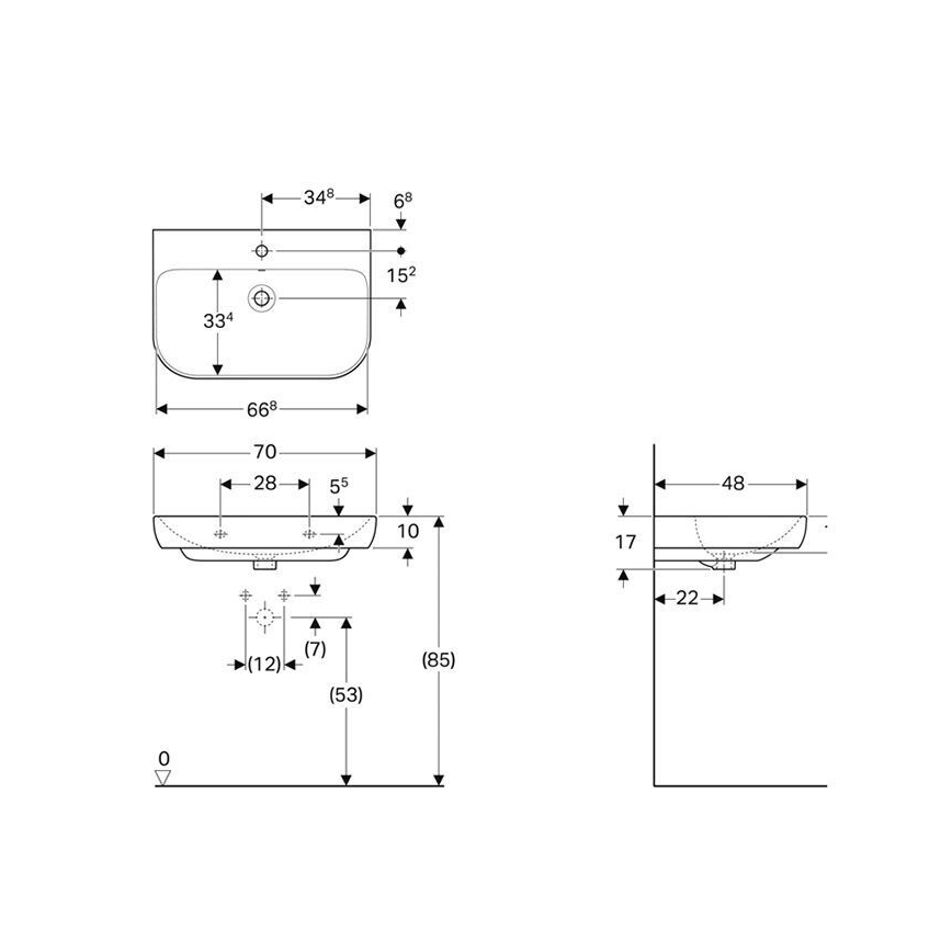Geberit 500.248.01.1 - pakabinamas praustuvas Smyle 70x48 cm keramika/balta