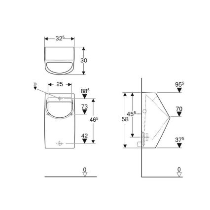 Geberit 500.254.01.1 - Pisuaras Smyle, galinis vandens įvadas, galinis nuotėkis, keramika/balta