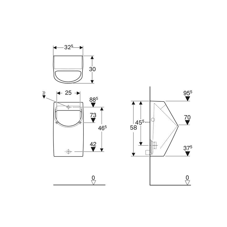Geberit 500.254.01.1 - Pisuaras Smyle, galinis vandens įvadas, galinis nuotėkis, keramika/balta