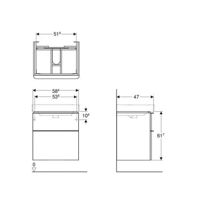 Geberit 500.352.00.1 - Vonios spintelė po praustuvu Smyle Square 59x62x47 cm balta