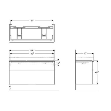 Geberit 500.356.00.1 - Vonios spintelė dviem praustuvams Smyle Square 61,7x118,4 cm balta