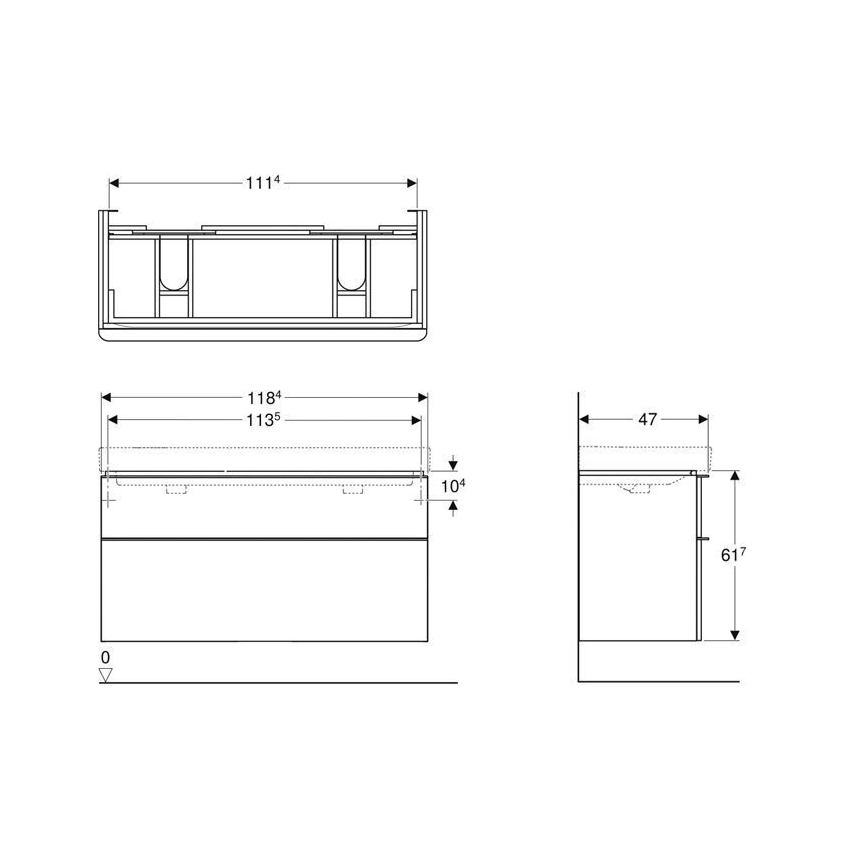 Geberit 500.356.00.1 - Vonios spintelė dviem praustuvams Smyle Square 61,7x118,4 cm balta