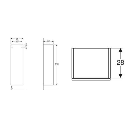 Geberit 500.361.JR.1 - Sieninė vonios spintelė Smyle Square 118x36 cm riešutmedis