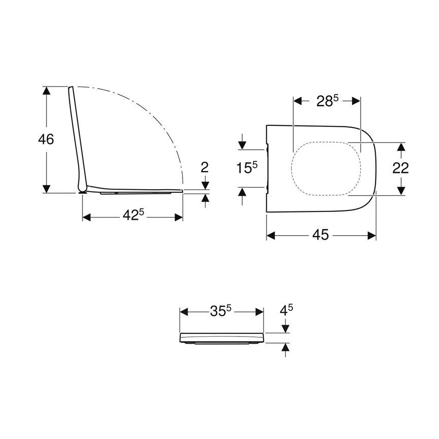 Geberit 500.687.01.1 - Tualeto sėdynė SoftClose Smyle Square, duroplastas/balta