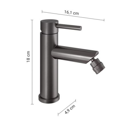 Gedy - Bidė maišytuvas COMO 18 cm metalinė pilka