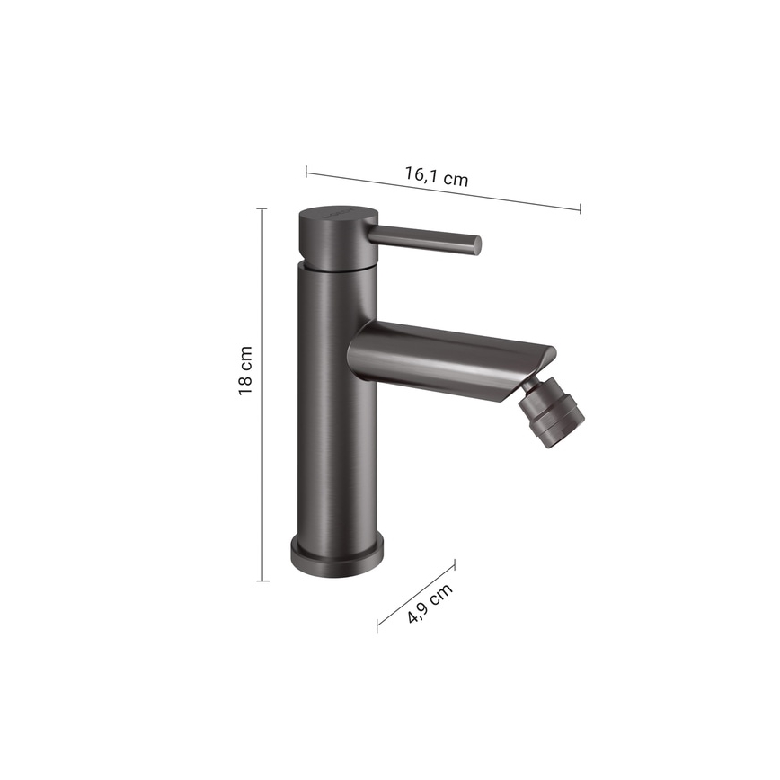 Gedy - Bidė maišytuvas COMO 18 cm metalinė pilka