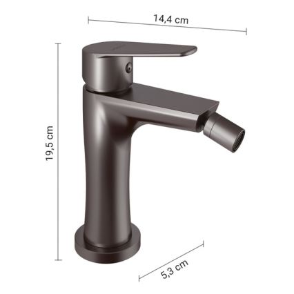 Gedy - bidė maišytuvas COMO 19,5 cm, metalinė pilka