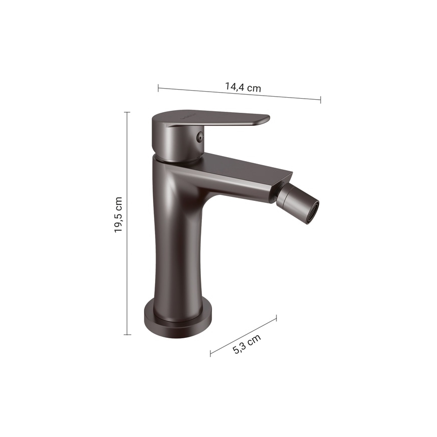 Gedy - bidė maišytuvas COMO 19,5 cm, metalinė pilka