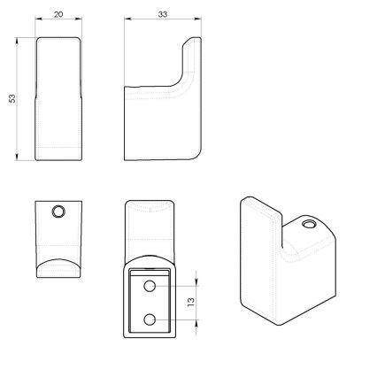 Gedy - komplektas 2 vnt. sieninis kabliukas PIRENEI, matinis baltas