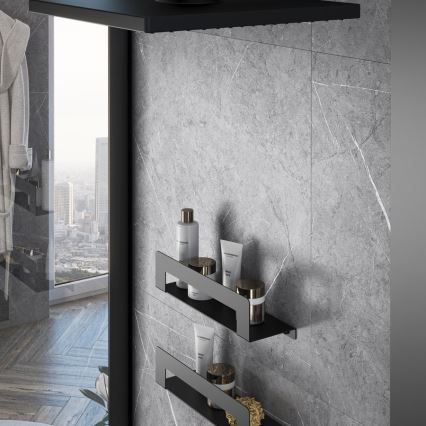 Gedy - Lentyna CLEO su rankšluosčių laikikliu 50 cm matinė juoda