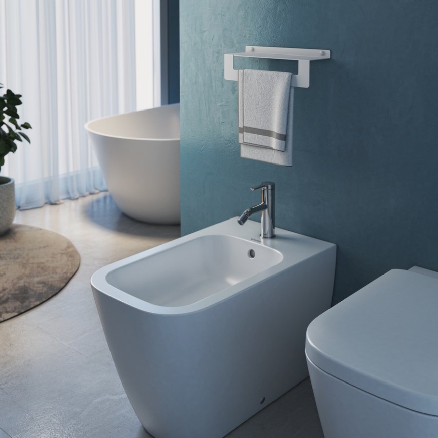 Gedy - Lentyna su rankšluosčių kabykle CLEO 50 cm matinė balta