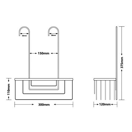 Gedy - Pakabinama dušo lentyna SMART 37,5x30 cm matinė juoda