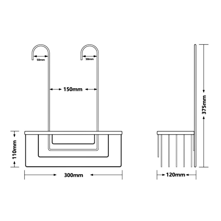 Gedy - Pakabinama dušo lentyna SMART 37,5x30 cm metalinė pilka