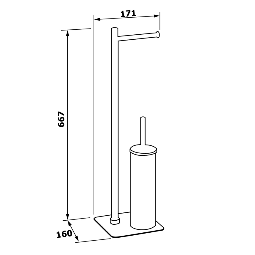 Gedy - Pastatomas tualeto šepetys su tualetinio popieriaus laikikliu FLORI blizgus chromas