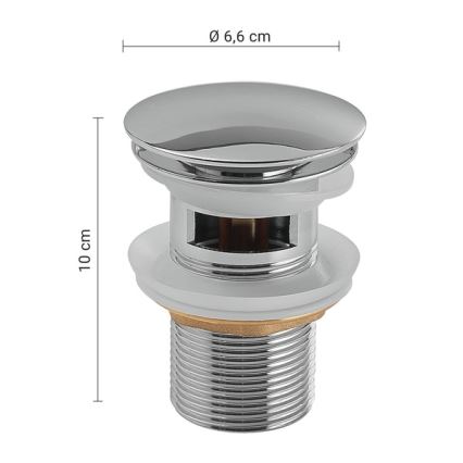 Gedy - praustuvo CLICK-CLACK uždarymo mechanizmas, skersmuo 6,6 cm, blizgus chromas