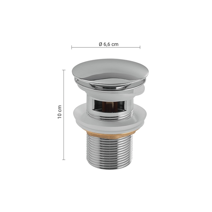 Gedy - praustuvo CLICK-CLACK uždarymo mechanizmas, skersmuo 6,6 cm, blizgus chromas