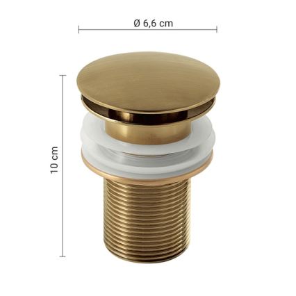 Gedy - Praustuvo CLICK-CLACK uždarymo vožtuvas, Ø 6,6 cm, auksinis