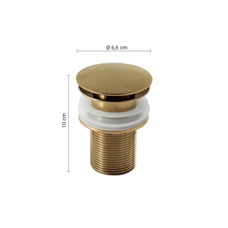 Gedy - Praustuvo CLICK-CLACK uždarymo vožtuvas, Ø 6,6 cm, auksinis
