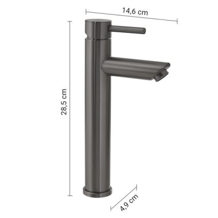 Gedy - Praustuvo maišytuvas ALTO 28,5 cm metalinė pilka