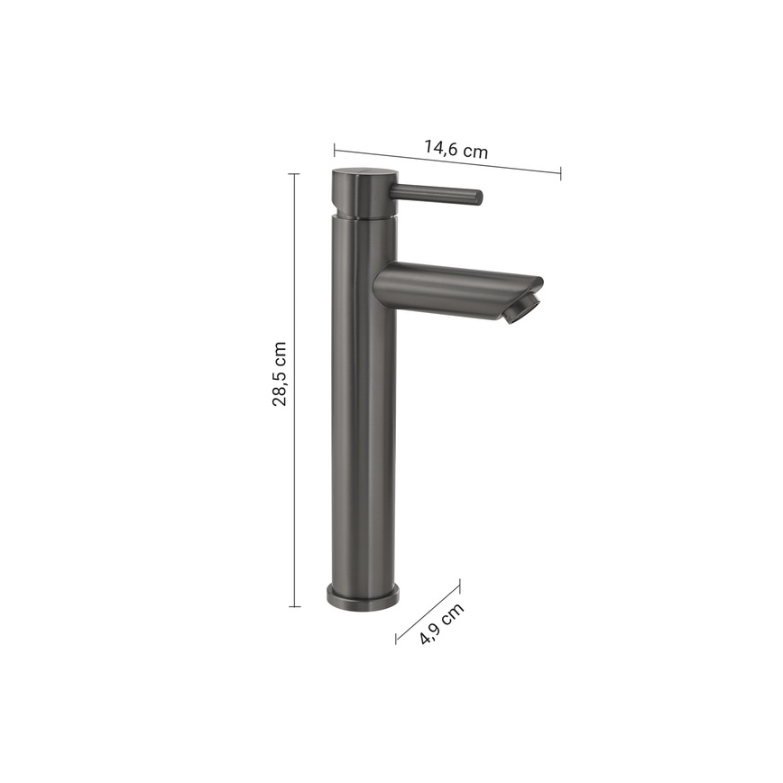 Gedy - Praustuvo maišytuvas ALTO 28,5 cm metalinė pilka