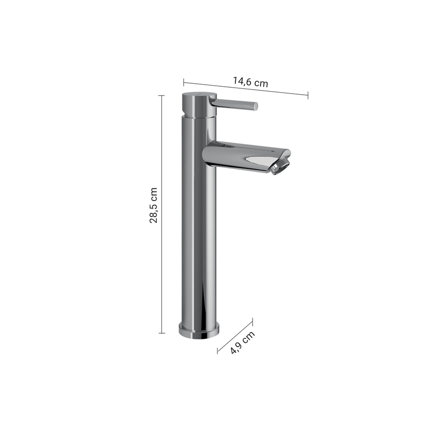 Gedy - Praustuvo maišytuvas ALTO HIGH 28,5 cm blizgus chromas