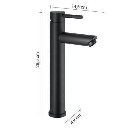Gedy - Praustuvo maišytuvas ALTO HIGH 28,5 cm matinė juoda