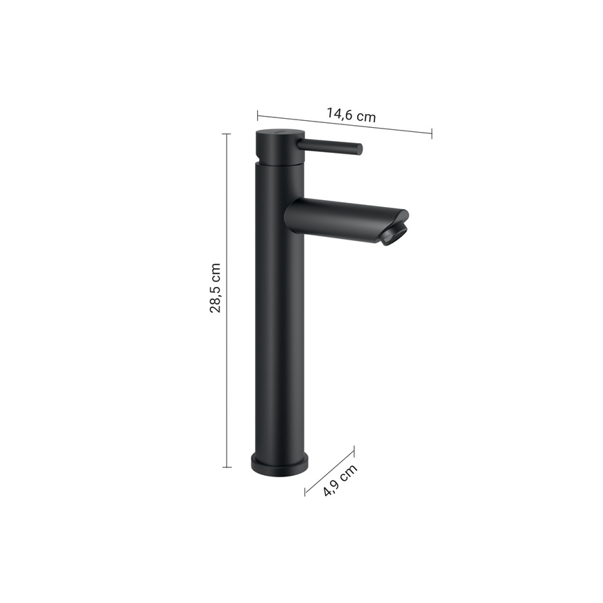 Gedy - Praustuvo maišytuvas ALTO HIGH 28,5 cm matinė juoda