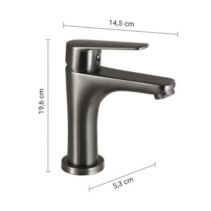 Gedy - Praustuvo maišytuvas COMO 19,6 cm metalinės pilkos spalvos